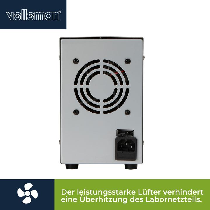 Actual product image Velleman DC LABORATORY POWER SUPPLY 0-30 VDC / 0-5 A MAX. WITH 2 LED DISPLAYS