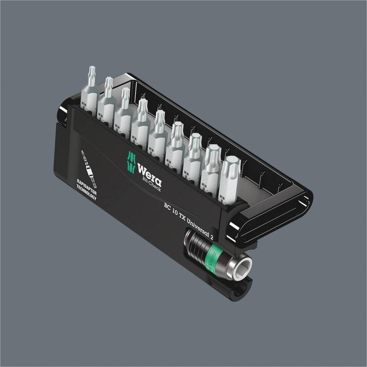 Actual product image Wera Bit-Check 10 TX Universal 2 (Hexagon socket TX M20, Hexagon socket TX M25, Hexagon socket TX M9, Hexagon socket TX M15, Hexagon socket TX M30, Hexagon socket TX M6, Hexagon socket TX M10, Hexagon socket TX M40, Hexagon socket TX M8)