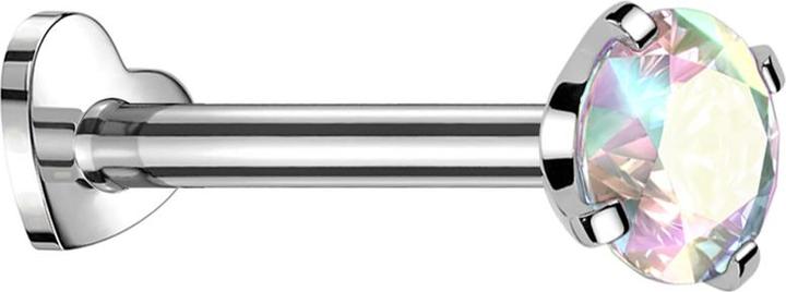 Produktbild Star Piercing Micro Labret Herz Innengewinde silber Kristall multicolor gefasst (ohne Messing, Titan G23)