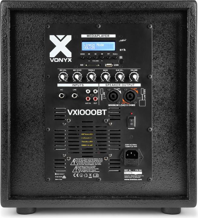 Actual product image Vonyx PA system VX1000BT (Active, 1x 1000 W)