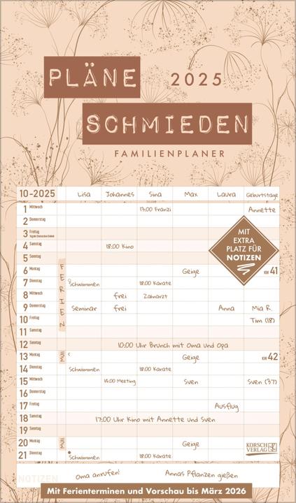 Produktbild Premium Familienplaner Pläne schmieden 2025 (27 x 46 cm, Harter Einband, Deutsch)