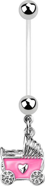 Immagine prodotto Star Piercing Banana trasparente con due palline argento Ciondolo carrozzina rosa (Ottone, Bioflex, Acciaio chirurgico 316L)