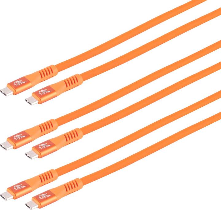 Produktbild S-Impuls 3er-Set Daten- & Schnellladekabel USB-C auf USB-C, orange, 0,5 m (0.50 m, USB 3.2 Gen 2x2)