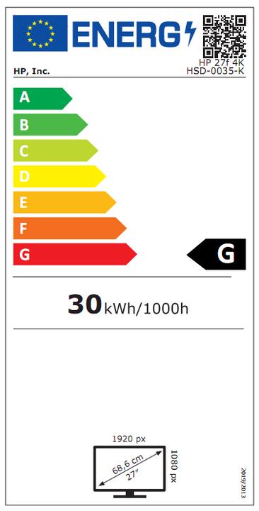 Energy Label HP 27F (3840 x 2160 Pixels, 27")