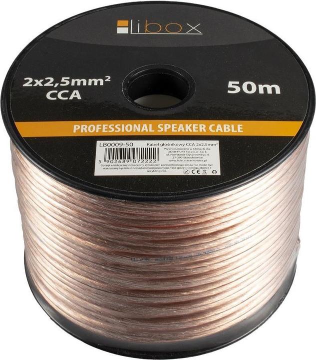 Immagine prodotto Libox Cavo głośnikowy 2x2 50mm LB0009-50 Cavo audio 50 m Trasparente (50 m, 2.50 mm².)