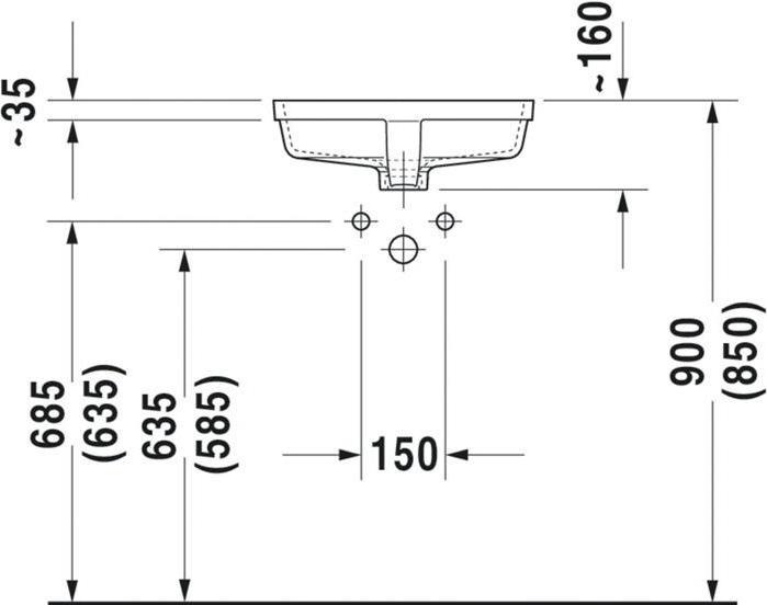 Actual product image Duravit VERO built-in washbasin w ÜL o HLB 430x315mm o tap hole white WG (315 mm, 430 mm)
