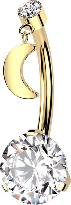Hollywood Body Jewelry Threadless Banane vergoldet Zylinder vergoldet Kristall silber Anhänger Mond und Kristall silber gef (Titan G23, ohne Messing)