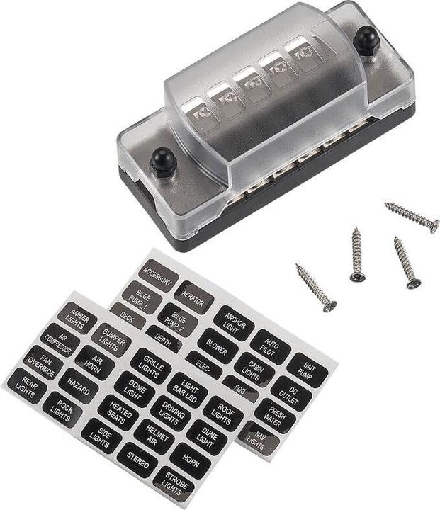 Image du produit Ective Porte-fusible plat pour voiture avec connexion négative pour 6 fusibles 20A/32V DC connexion à vis