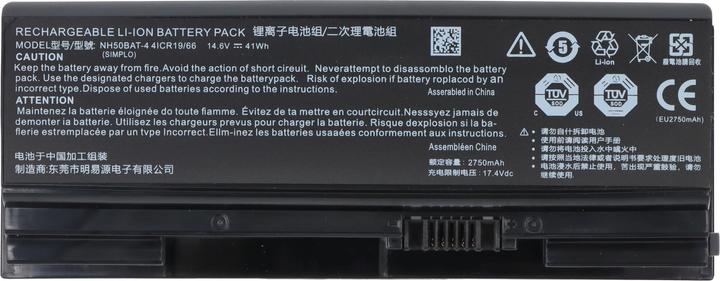 Produktbild AccuCell Akku passend für Clevo NH50ED, NH55EDQ, Li-ion, 14,6V, 2750mAh, 41Wh (4 Zellen, 2750 mAh)