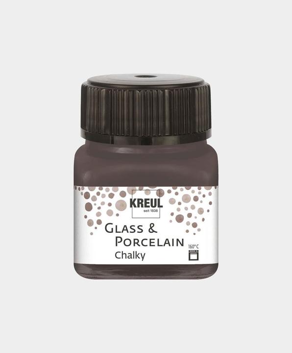 Image du produit Kreul Glass & Porcelain Chalky, peinture pour porcelaine et verre (Gris volcanique, 20 ml)