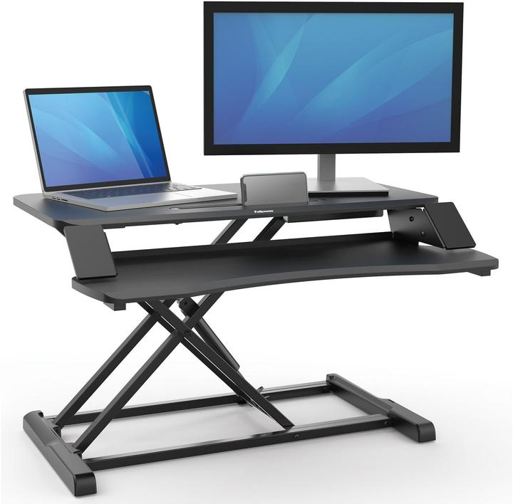 Actual product image Fellowes Corsivo™ sitting/standing workstation, HxWxD 110 x 800 x 615 mm, black.