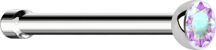Star Piercing Nasenstecker gerade silber mit Kristall multicolor (Chirurgenstahl 316L, ohne Messing)