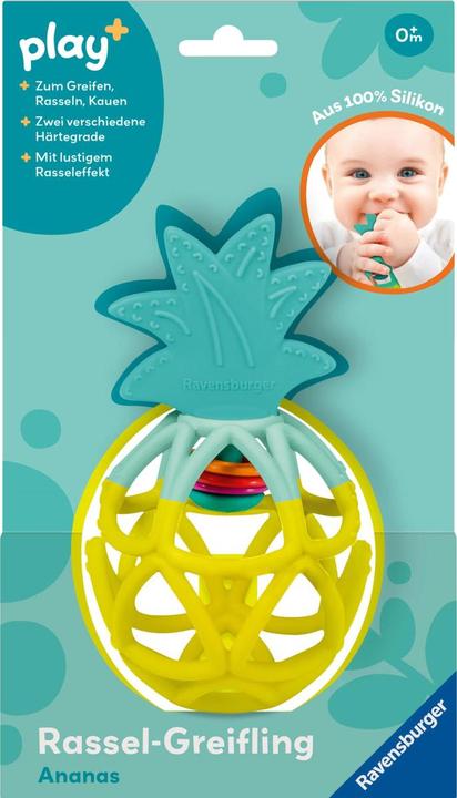 Immagine prodotto Ravensburger 4869 play+ sonaglio da stringere: ananas, aiuto per la dentizione, giocattolo in silicone per