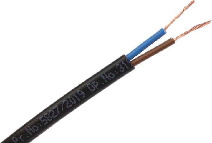 Produktbild Rs Pro H03VVH2-F 2192Y 2 Core 0.5mm Black Cable (0.19 m)