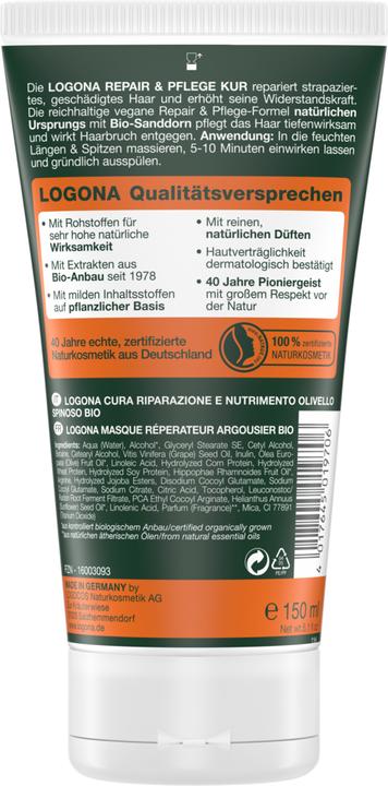 Image du produit Logona Traitement des cheveux, soins et réparation, argousier biologique 150 ml (150 ml)