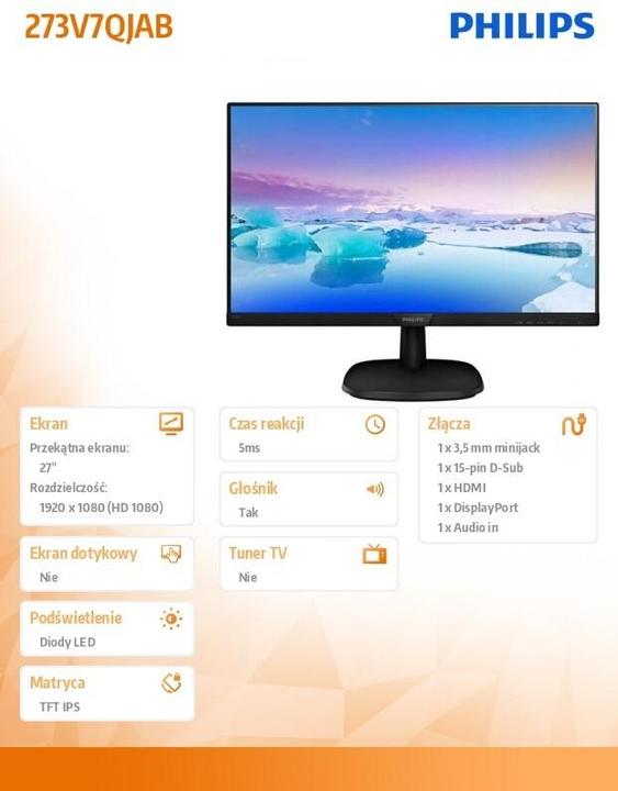 Produktbild Philips 273V7QJAB/00 (1920 x 1080 Pixel, 27")