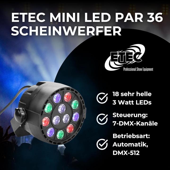 Produktbild Etec Mini LED PAR 36 Bühnen-Scheinwerfer RGBW DMX (LED)