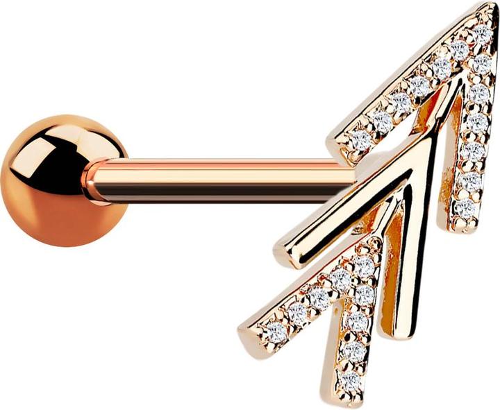 Star Piercing Micro Barbell rosegold dreifach Pfeil mit Kristallen (Chirurgenstahl 316L, Messing)