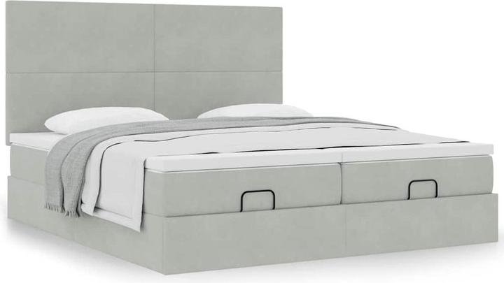 Image du produit VidaXL Ottoman-lit avec matelas Gris clair 160x200 cm velours (160 x 200 cm)