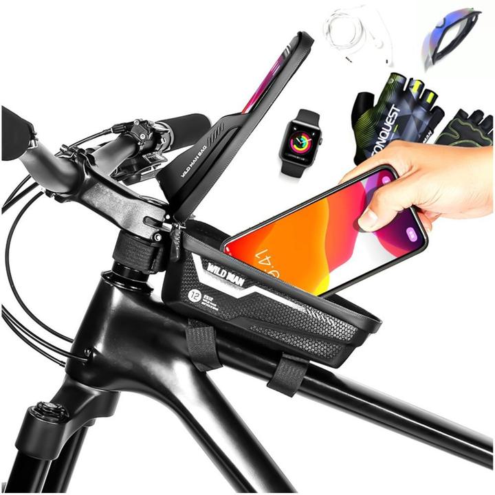 Image du produit Wildman Bicycle accessory traveling bag for bike frame with zipper 1L (4 "- 7") ES12 black (1 l, Sacoche de cadre)