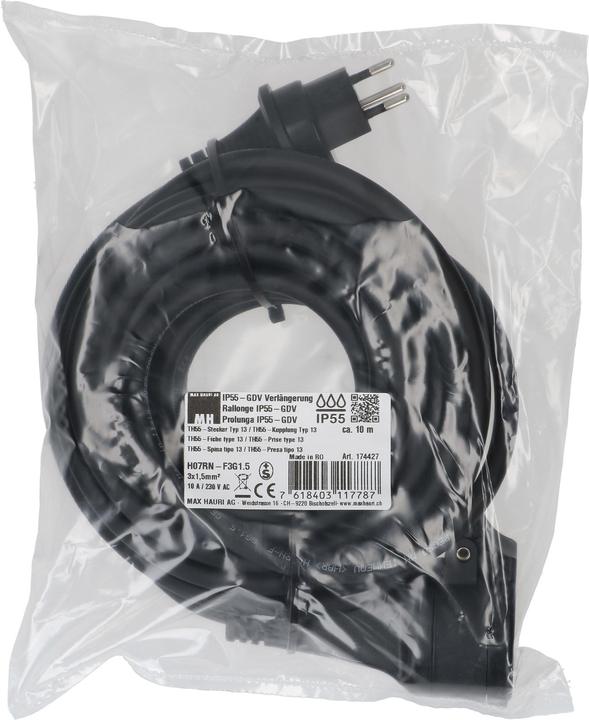 Actual product image Max Hauri GDV extension H07RN-F3G IP55 (10 m, Type 13)