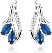 Silver Cat Fashion earrings with zircons and sapphire crystal SC386