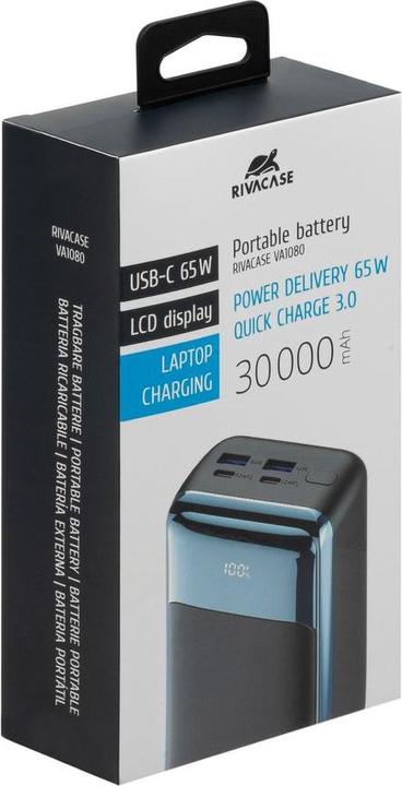 Produktbild Rivacase Powerbank 30000 mAh QC (30000 mAh, 65 W, 111 Wh)