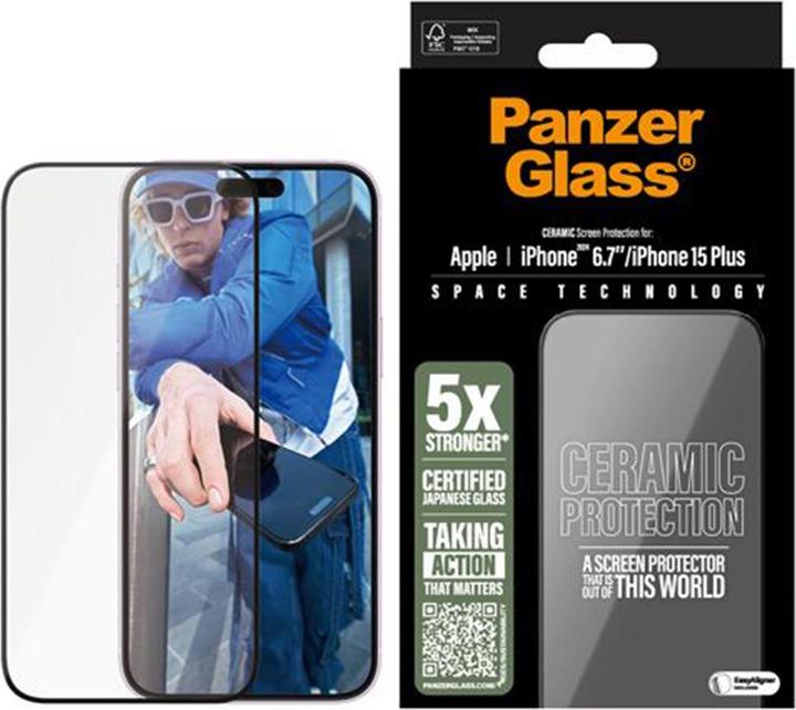 Produktbild PanzerGlass Ceramic Protection Ultra-Wide Fit (1 Stück, Apple iPhone 16 Plus, Apple iPhone 15 Plus)
