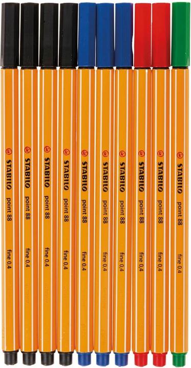 Actual product image STABILO Fineliner point 88® Line width: 0.4 mm Ink colour: red, blue, green, black (Sorted, 10 x)