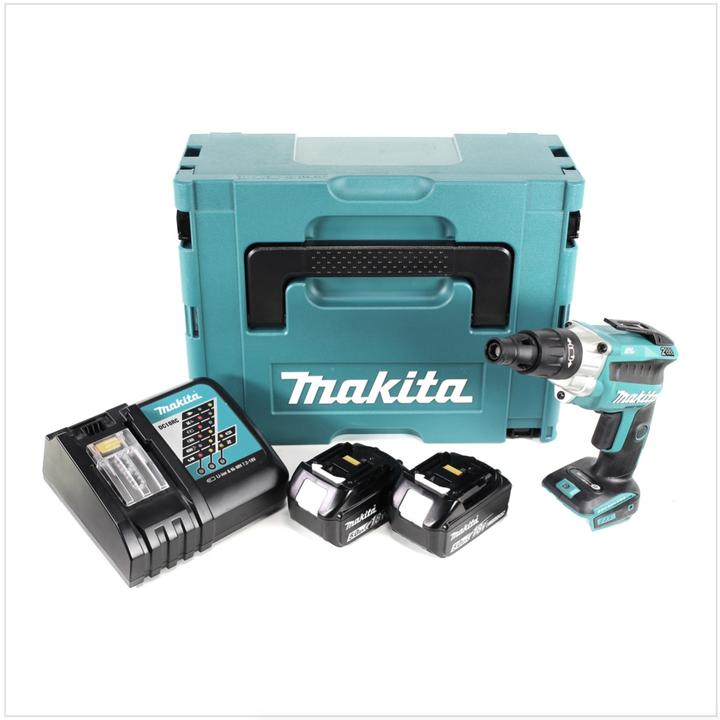 Actual product image Makita DFS 251 RTJ Battery Drywall Screwdriver 18V Brushless + 2x Battery 5,0Ah + Charger + Makpac (Rechargeable battery operated)
