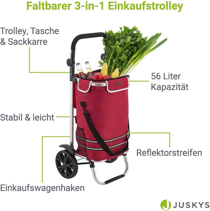 Image du produit Juskys Chariot à provisions 3en1