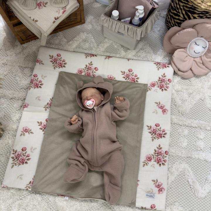 Baby-Nest Wickelauflage Velvet Inklusive Abnehmbare Wasserdichte Unterlage | Fall Roses (80 x 75 cm)