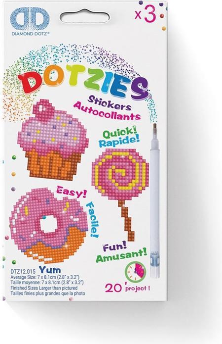 Magni Diamond Dotz DTZ12-015 Diamond Dotzies Sticker Set Sweets, 3 autocollants pailletés à décorer