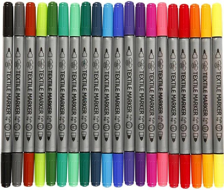 Image du produit Creativ Company Set de marqueurs textiles multicolores (Multicolore, 2.30 mm, 20 x)