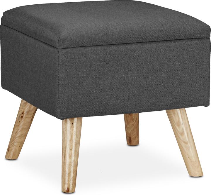 Actual product image Relaxdays Storage Ottoman, Faux Linen Cover