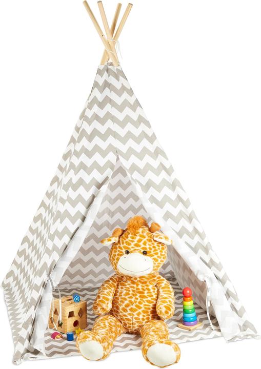 Immagine prodotto Relaxdays Tenda Giocattolo per Bambini, Bianca/Grigia