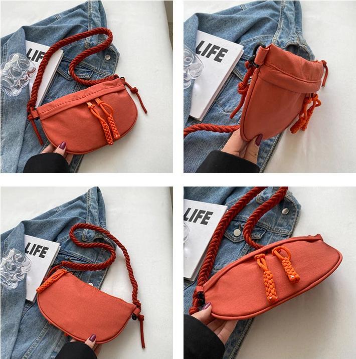 Actual product image Only-Bags.Store Casual Solid Colour Chest Bag Large Capacity Waist Pack Bags Canvas Shoulder Crossbody Bags