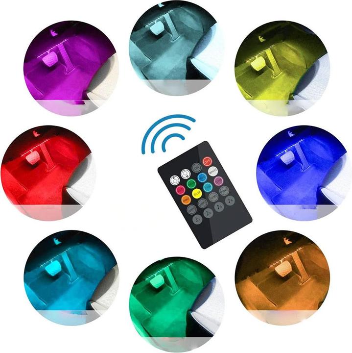 Produktbild Werkstein Auto Lichtstreifen RGB Fussraumbeleuchtung mit Sound Control 4er Set
