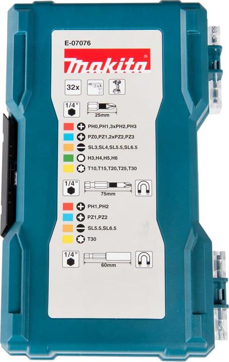Actual product image Makita Bit set 32pcs. (Hexagonal (hexagonal) M3, Hexagonal (hexagonal) M5, Cross Phillips PH M2, Hexagon socket TX M20, Hexagon socket TX M25, Cross Pozidriv PZ M0, Hexagonal (hexagonal) M4, Cross Phillips PH M1, Hexagon socket TX M15, Cross Pozidriv PZ M3, Cross Phillips PH M0, Hexagon socket TX M30, Screw slot M4)