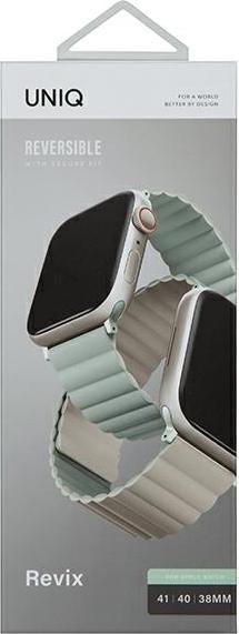 Produktbild Uniq pasek Revix Apple Watch Series 1/2/3/4/5/6/7/8/SE/SE2 38/40/41mm. Reversible Magnetic zielony-b (Silikon, Edelstahl)