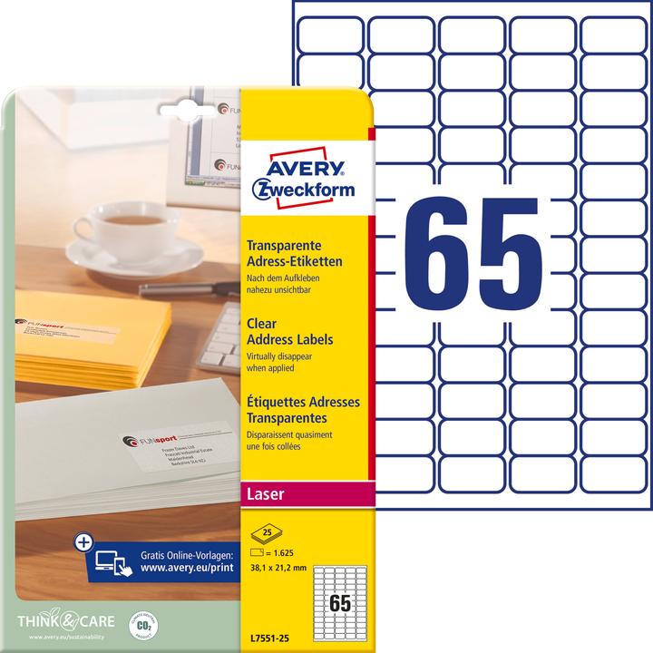 Produktbild Avery Transparente Adressetiketten