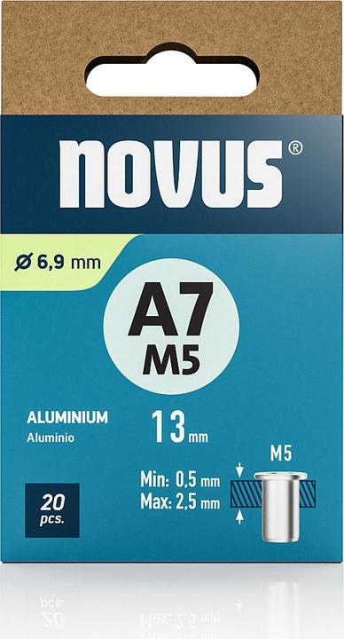 Image du produit Novus Nietmutter A7 M5, L: 11.5 mm Alu