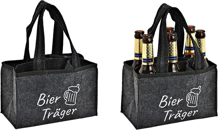 Image du produit G. Wurm Sac pour bouteilles avec 6 compartiments, support de flexion en feutre, gris (L/H/P) 24x15x5cm (Pochette cadeau, 1 x)