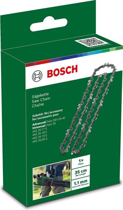 Produktbild Bosch Home & Garden Sägekette 35 cm (1,1 mm) für AKE 35/35-17/35-18 / UniversalChain35 (Kettensäge, Sägekette)