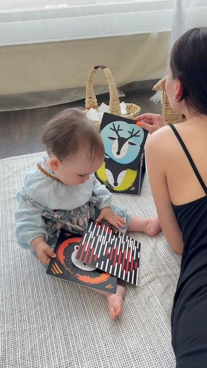 Image du produit DoerKids Miroir de sol Tummy Time + fiches d'apprentissage pour bébé (Allemand, Français, Italien, Anglais)