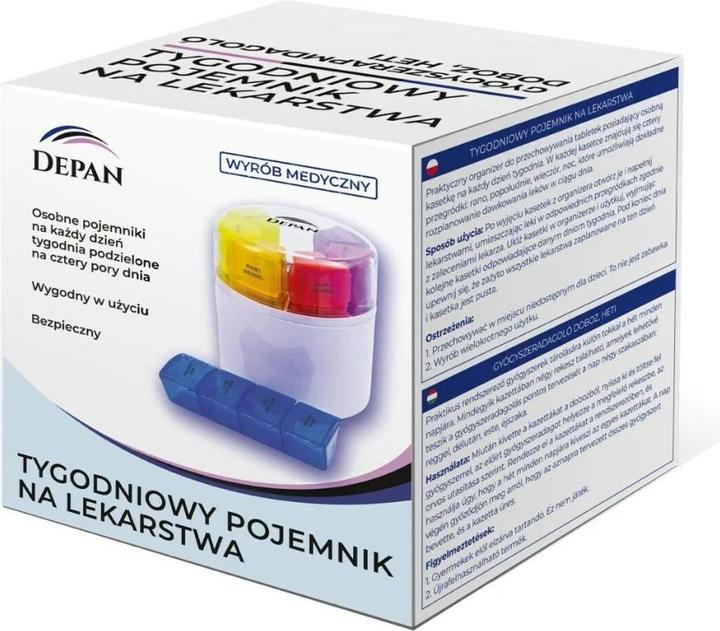 Depa Okrągły tygodniowy pojemnik na lekarstwa 4 pory