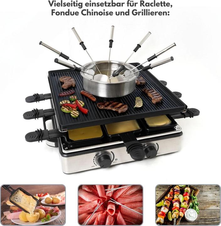 Immagine prodotto Hermex Raclette-Grill mit Fonduetopf Raclette-Set Fondue Chinoise Tischgrill