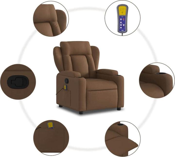 Immagine prodotto VidaXL Sedia da massaggio in tessuto marrone scuro,Colore: Marrone scuro,Materiale