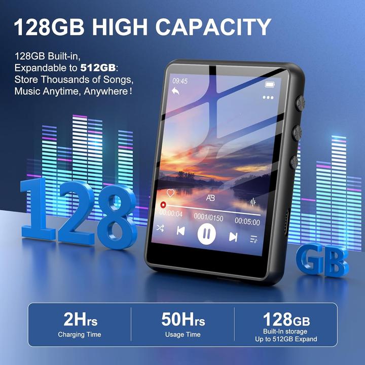 Produktbild Swofy MP3-Player mit Bluetooth 5.3 und Touchscreen (128 GB)
