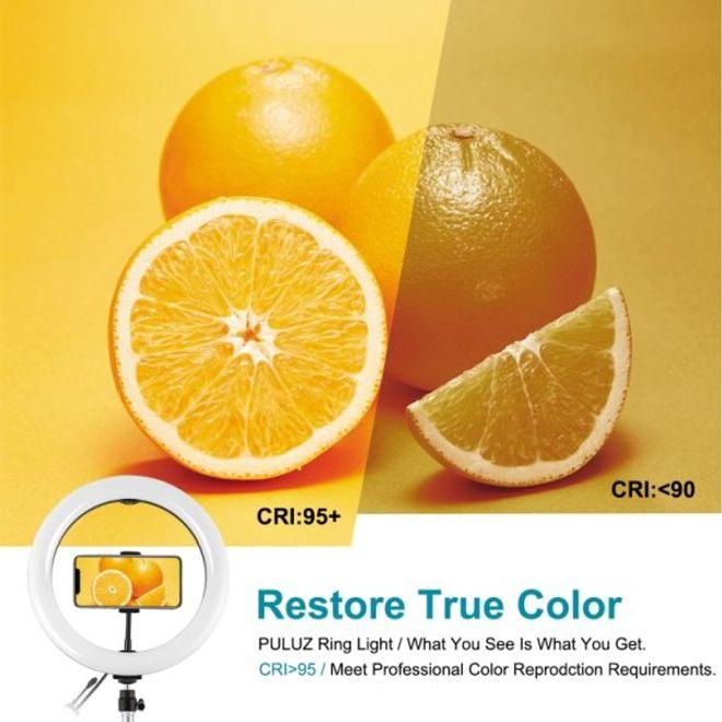 Image du produit Puluz Lampe circulaire à DEL RVBW 10" et trépied de 165 cm (éclairage annulaire)
